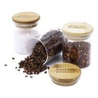 Glass Storage Jars - Salt, Pepper & Chilli Set
